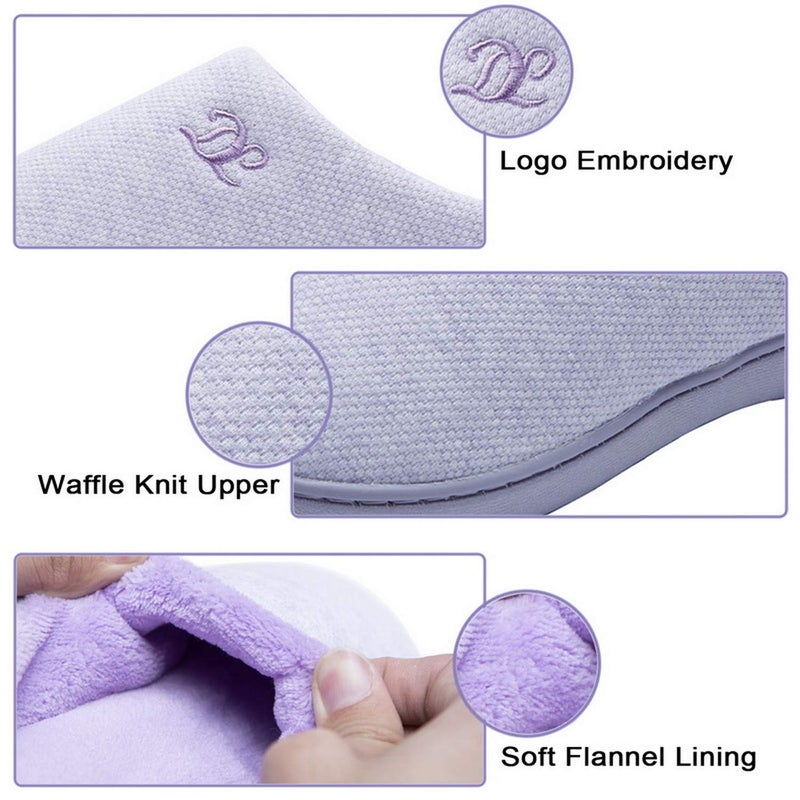 DL Womens Memory Foam Slippers, Cozy Slip on House Slippers For Women Indoor Outdoor, Comfy Women's Bedroom Slippers Warm Soft Flannel Lining Home Slippers Size 11-12 Purple - Image 2